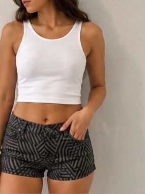 Hurley Black Geometric Print Women's Mini Jean Shorts